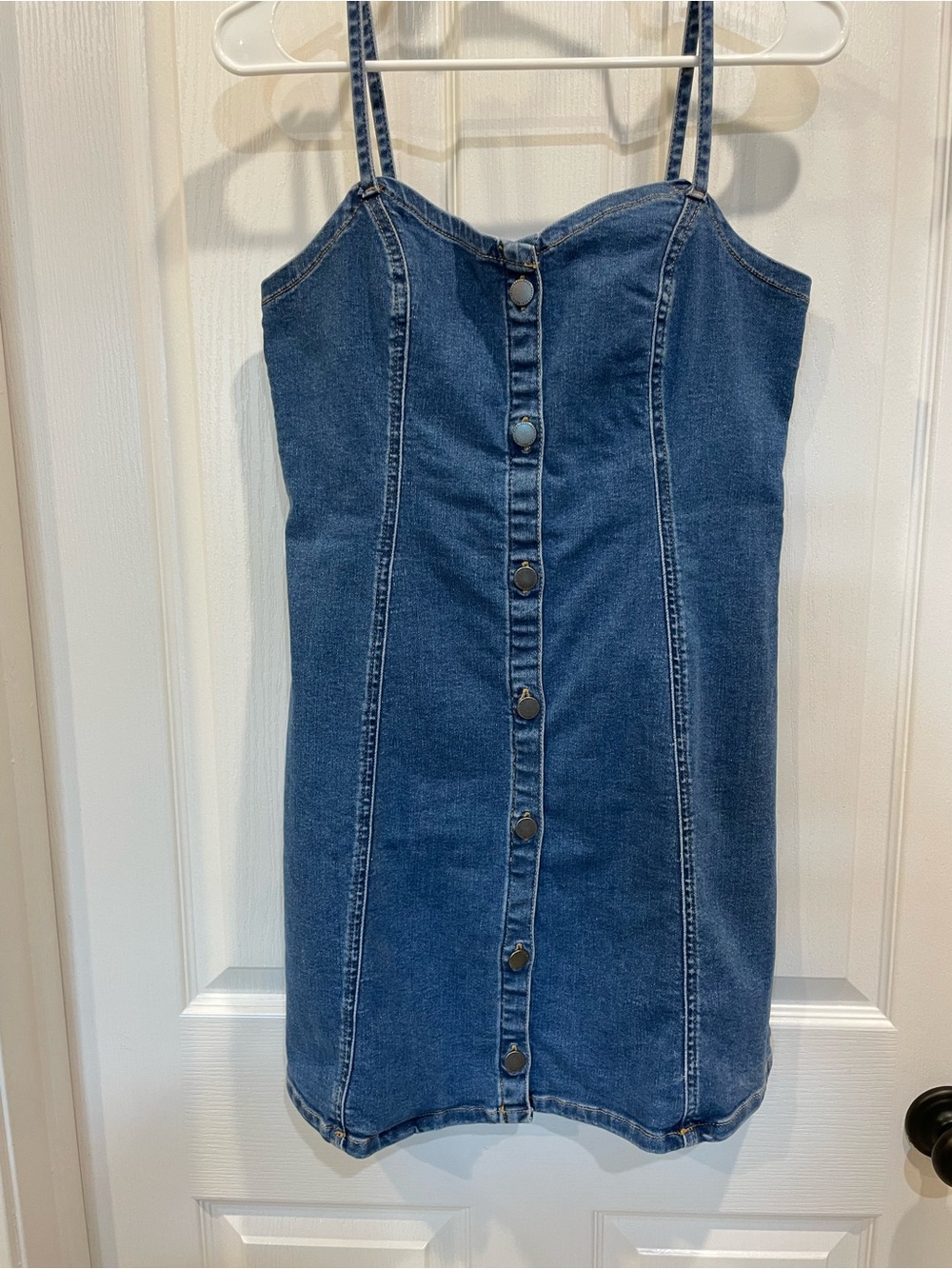 Classic Blue Denim Button-Front Mini Dress